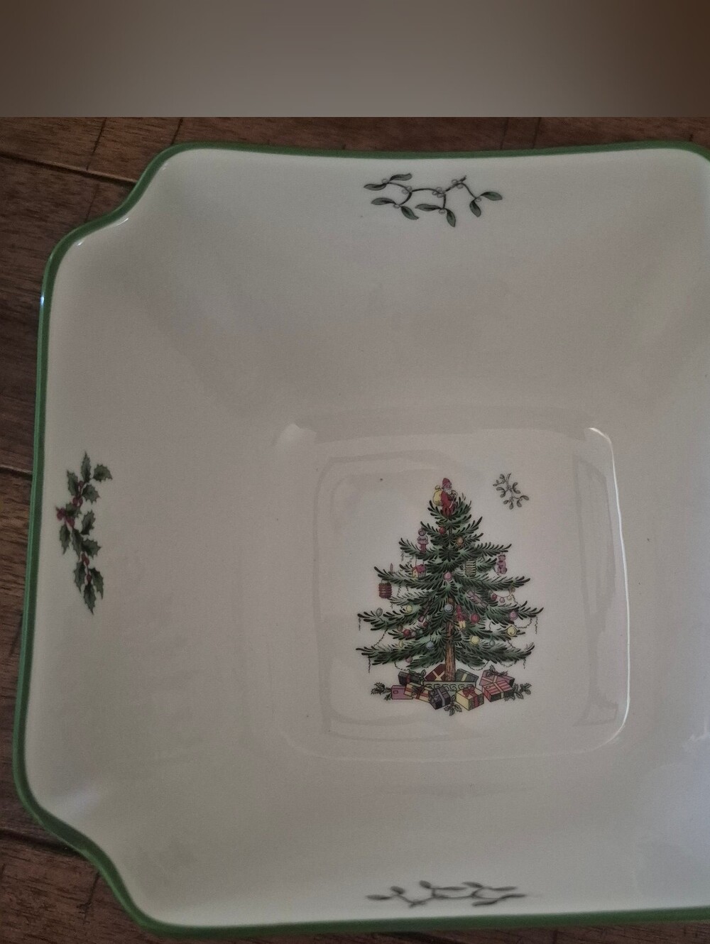 Spode Christmas Tree Holiday Ceramic Small Square Bowl NEW IN BOX